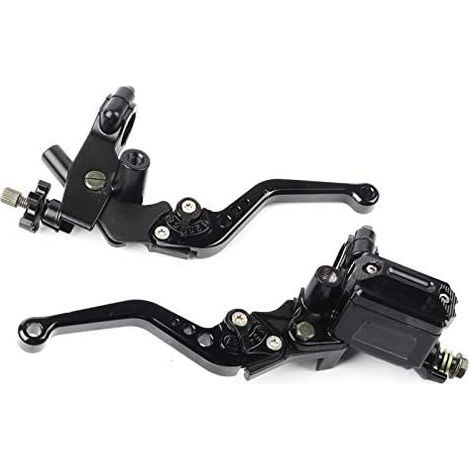 Universal 7/8in Motorcycle Brake Clutch Levers, Hydraulically Adjustable Brake Top Pump Clutch Lever Handle Set (Black) (1/5)