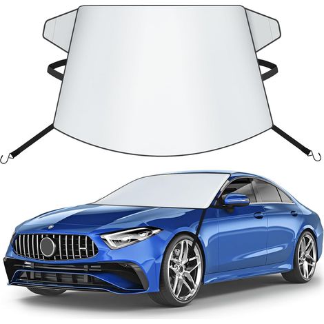 Pare Soleil Voiture 600D Imperméable UV Berline Coupé 157×127cm Petites berlines, isolant solaire. Tissu PU résistant, fixation anti-vent, ne se décolor pas longtemps. (1/5)