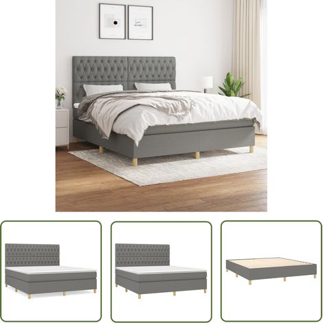 The Living Store Boxspringbett mit Matratze Dunkelgrau 180x200 cm Stoff - Boxspringbett - Doppelbett - Bettenrahmen - Matratze - Schlafsystem (1/5)