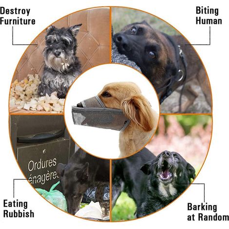 Muselière pour chien en nylon souple - Muselière ajustable en maille respirante, masque pour chien, couvre-bouche anti-morsures, anti-aboiements et anti-léchage (Taille L) (1/4)