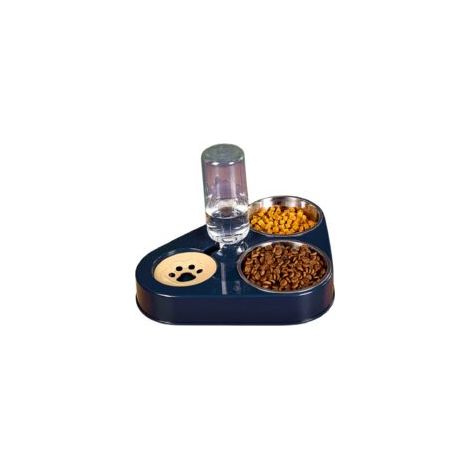 Gamelle double en acier inoxydable pour chien/chat, bleu océan - Dimensions : 24.5x24.5x29.5 cm (1/5)