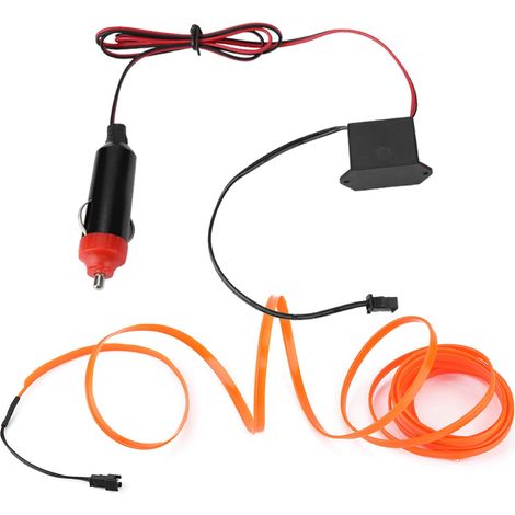 12V Gleichstrom-Lichtkabel, orange, für Autos, kaltweißes Lichtkabel mit Zigarettenanzünderadapter, 2 Meter, dekorative Fahrzeugbeleuchtung (1/5)