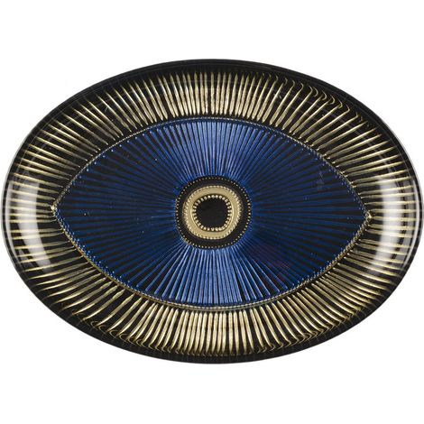 Coupe Ovale en Verre Bleu Foncé 22 x 15,5 cm pour Présentation Apéritif et Dessert - PANGIVO (1/3)