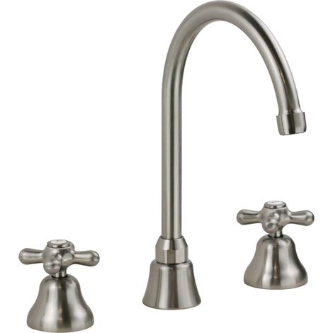 3-Loch-Waschtischarmatur mit hohem Auslauf in der Farbe Antikstahl Gattoni Calypso 1109350A0 edelstahl gebürstet