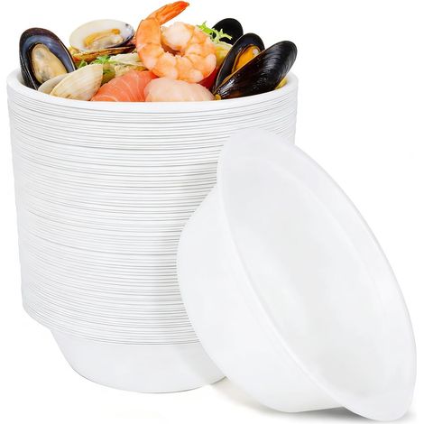 100 PCS Bols en Papier Jetables Bagasse, 350 ml, Bols en Papier Résistants pour Aliments Chauds et Froids, Vaisselle Jetable Écologique pour Barbecue, Fête et Pique Nique (1/5)
