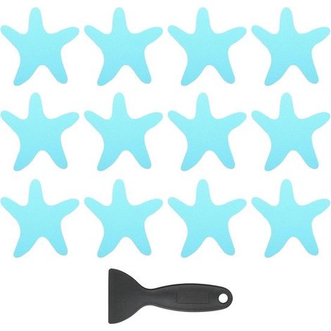 12 pegatinas antideslizantes para bañera, pegatinas antideslizantes para ducha con rascador, bonitas bandas antideslizantes bañera, color azul (1/5)