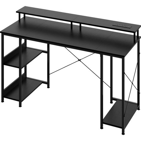 Levede Gaming Computer Desk Office Table with Lights Shelves Power Port 140cm