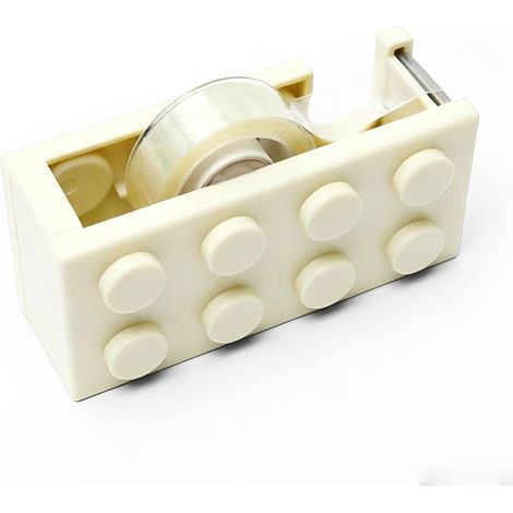 Dévidoir Ruban Adhésif - 1 Pièce - Plastique PP Blanc - Coupe Précise et Design Empilable - Bureau et Loisirs Créatifs - 5,2 x 4 x 10,7 cm (1/5)