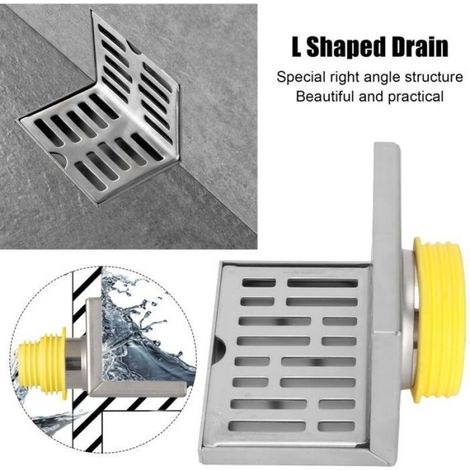 Drain De Sol D Angle - Acier Inoxydable 304 - Pour Tuyaux 75 Mm - Usage Salle De Bain Cuisine Balcon - 1 Unite (1/4)