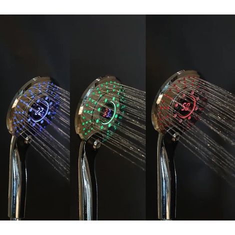 Pommeau douche LED 3 couleurs affichage température 3 modes (1/5)