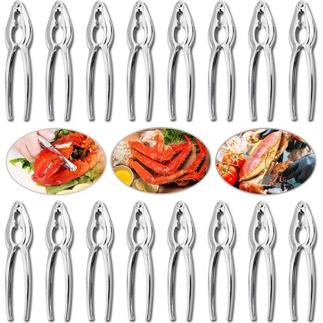 Craquelins et outils de crabe, 16 pièces Craquelins de homard Ensembles de craquelins de crabe Ensemble d'outils de fruits de mer (1/5)