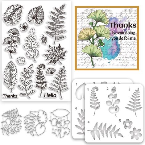 Pochoirs de peinture Ginkgo - Format A4 - Feuilles de palmier - Pochoirs creux - Pour loisirs créatifs, scrapbooking, loisirs créatifs, décoration d'intérieur (1/5)