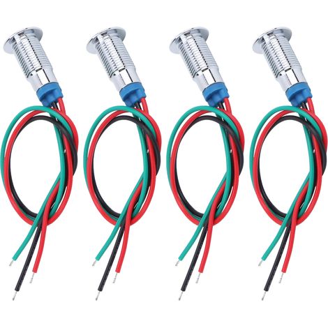 4er-Set LED-Anzeigeleuchte, Signal, gemeinsame Anode, wasserdicht, Metall, 2 Farben, 8 mm, 1224 V (Rot, Grün) (1/5)