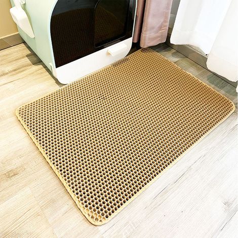 Beige Katzenstreumatte 40 50CM1 EVA Doppelschicht-Katzenstreumatte mit Wabenstruktur Rutschfeste Katzenstreumatte