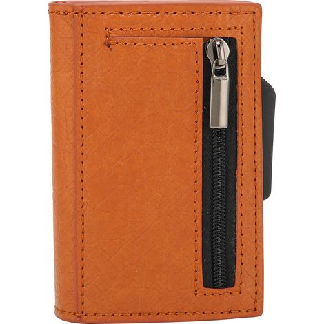 Portefeuille vintage marron écorce anti-vol avec étui à cartes de crédit automatique, sac de rangement pour cartes bancaires, design rétro pour affaires