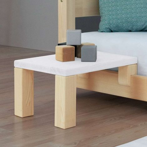 Table de chevet à fixer sur le lit - Blanc et bois naturel - 43 x 32 x 41 cm (1/4)