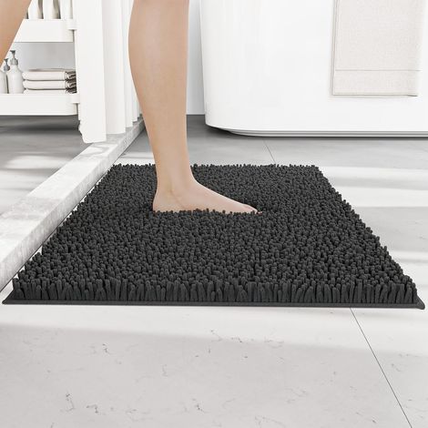 Badematte, 40 x 60 cm, saugfähiges Chenille, rutschfestes PVC, maschinenwaschbar, Badezimmer (1/5)