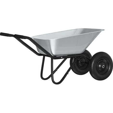 Chariot à bras argenté et noir, dimensions : 137 x 60 x 65,5 cm, acier. (1/5)