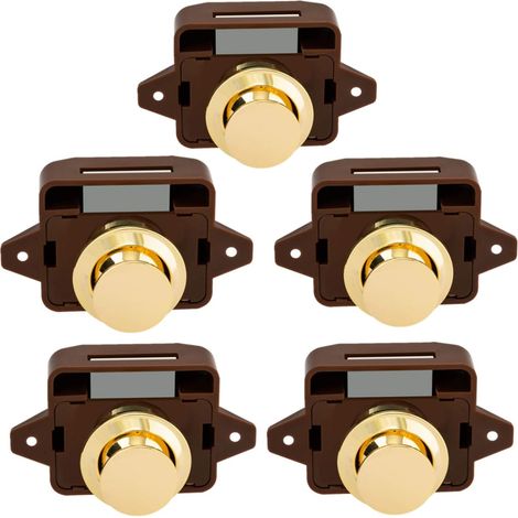 Lot de 5 verrous de porte à bouton-poussoir sans clé pour camping-car, caravane, armoire, bateau, fourgon aménagé, etc.