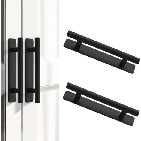 Pcs Aluminum Self-Adhesive Furniture Handle, 150mm Self-Adhesive Pull Handles for Kitchen and Bedroom Sliding Doors, Self-Adhesive Drawer and Door Handles (Black) (1/5)