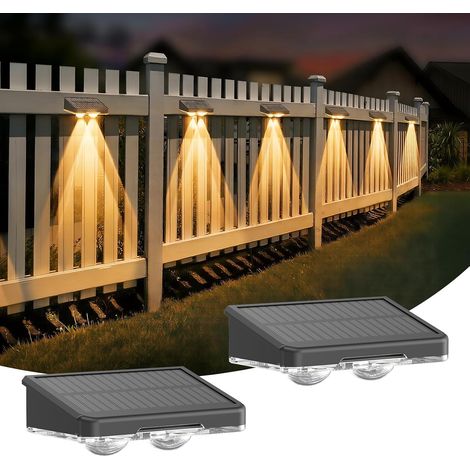 Lot de 6 Appliques Murales Solaires Extérieur, Lampe Solaire Murale LED avec Blanc Chaud & 6 Couleurs RGB, Étanches IP65 pour Patios (1/5)