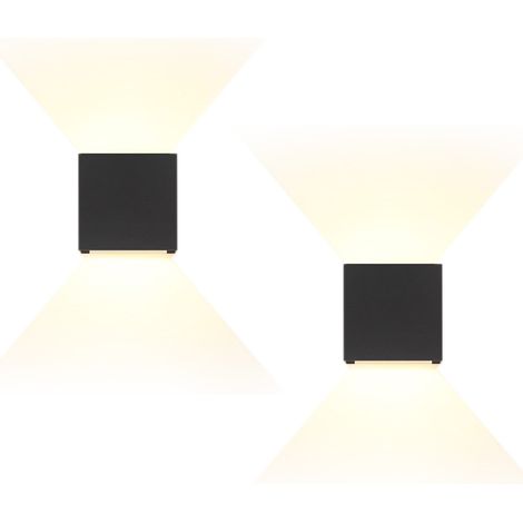 LED Wandleuchte Aussen Wandlampe: 2er Set GBLY Außenwandleuchte innen Up Down Aussenbeleuchtung Schwarz Außenlampe Modern IP65 Wasserdicht einstellbarer Wand Flurlampe für Hauswand Wohnzimmer