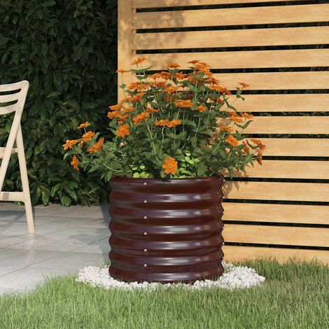 vidaXL Jardinera de acero galvanizado marrón 40x40x36 cm (1/4)