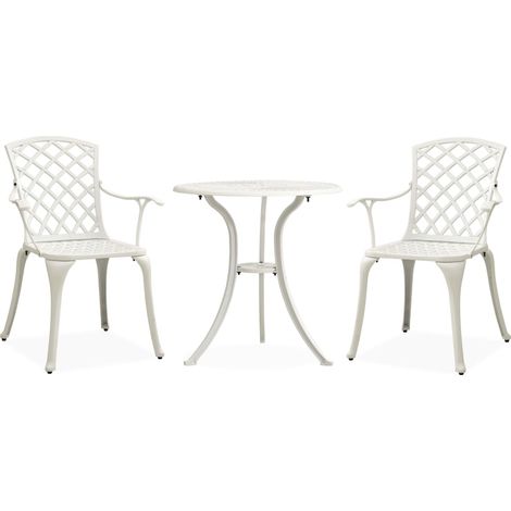 3-tlg. Bistro-Set Aluminiumguss Weiß