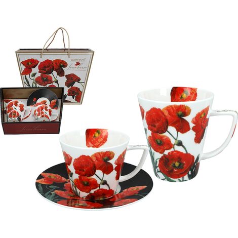 Set aus Tasse und Becher mit Mohnblumenmuster, Geschenk von Carmani (1/5)