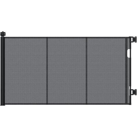 Barrière rétractable pour bébé de 140 cm, barrière de sécurité renforcée avec tiges en fibre de verre, verrouillage à une main et fond réglable, barrière en maille extra large pour portes (1/5)