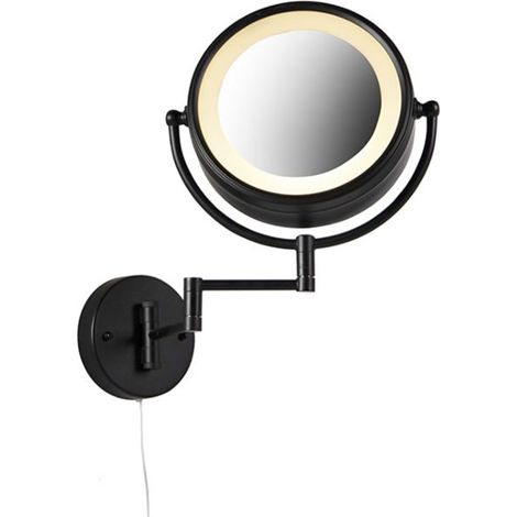 QAZQA Design Wandspiegel schwarz inkl. LED verstellbar IP44 mit