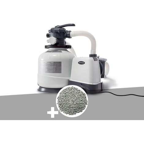 Intex – Filtre à sable 8 m³/h – Débit max 8 m³/h – Capacité zéolite 20 kg – Raccords 32/38 mm – Vanne 6 voies – Pour piscine jusqu'à 56 m³