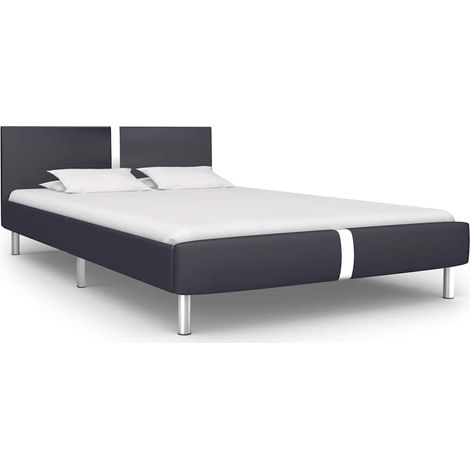 Bed Frame without Mattress Black Faux Leather 135x190 cm Double vidaXL (1/5)