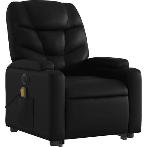 Poltrona relax con funzione massaggio e funzione sollevamento elettrico reclinabile in PVC nero DEC027799