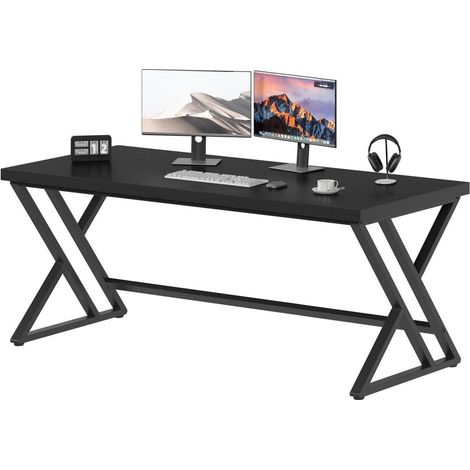 Schreibtisch Computer Bürotisch Metall 152&xD760&xD775.5cm Schwarz (1/5)