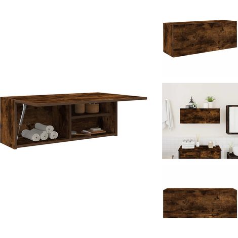 Bad-Wandschrank Räuchereiche 80x25x30 cm Holzwerkstoff - Bad-Wandschrank - Bad-Wandschränke - Bad-Hängeschrank - Hängeschrank Bad (1/5)