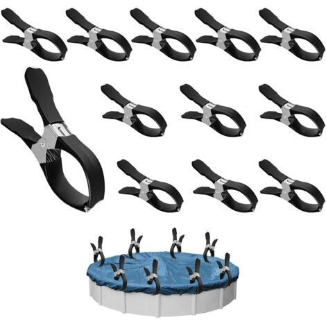 Set mit 12 Metallclips für Poolabdeckungen, Befestigungsclips mit Schutzfolie, Klemmen für Aufstellpools (1/5)