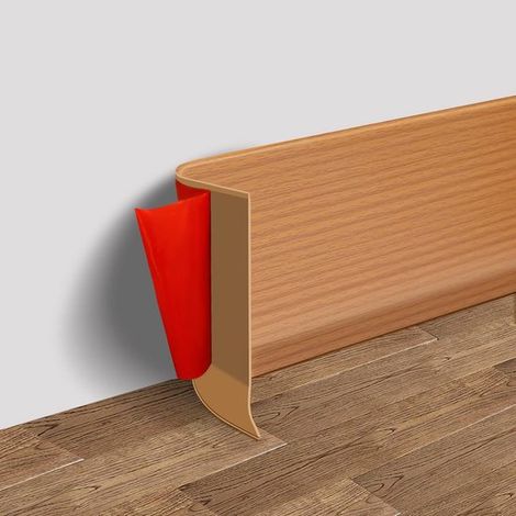 Moldura de zócalo de PVC autoadhesiva semiflexible, protector de esquinas para baños y cocinas, imitación madera. (1/5)