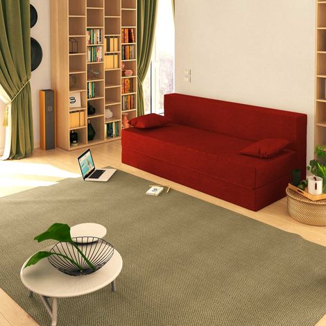 Baldiflex Divano Letto Morbido TreTris 3 Posti che diventa 3 Posti letto colore Rosso Pompeiano