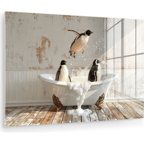 QUADRO IN PLEXIGLASS Vintage - Pinguino - Vasca da bagno - Schiuma 120x80 cm (1/5)