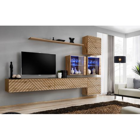 Ensemble de 7 meubles muraux "Switch XIX" pour TV en bois - Beige - L 310 x H 200 x P 40 cm - Livraison gratuite