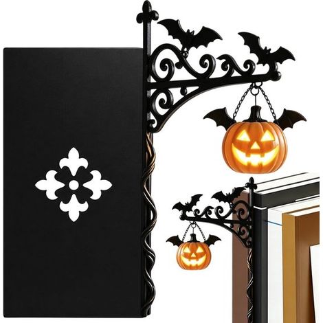 Lanterna da biblioteca retrò, lampada da lettura a forma di zucca, fermalibri in metallo, illuminazione decorativa per mensole, lampada angolare a LED antica, luce calda, unica. (1/5)