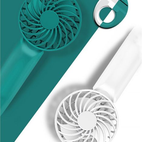 Tragbarer Ventilator mit Standfuß, Mini-Ventilator mit 3 Geschwindigkeitsstufen, leise, ideal für Reisen, Camping, Büro und Zuhause. USB-Stromversorgung. (1/5)