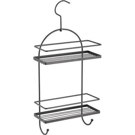 msv Scaffale da Doccia Moderno Nero Opaco Acciaio