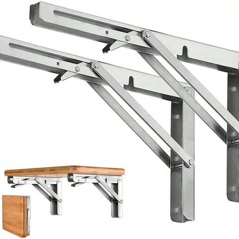 Zwei 10/12-Zoll-Klappregale in mattem Schwarz zur Wandmontage, ideal für selbstgebaute Schreibtischregale zur Platzersparnis, aber auch geeignet für Schreibtische und Werkbänke.