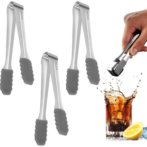 Pince à Glaçons, Pince Bonbon, Tête en Silicone, Inoxydable Pince, Pince de Service Pince Bonbon, Pince a Sucre Glace Mini, pour Glace, Sucre, Biscuit, Bar, Buffet, Grill Bar Cuisine (1/5)