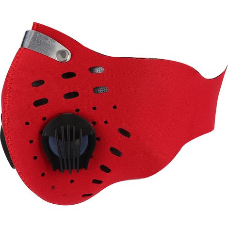 Masque anti-poussière charbon actif rouge, écran facial élastique respirant extérieur cyclisme, protection bouche (1/5)