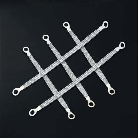 Bande de Mise à la Masse, Cuivre Tressé Sangle De Terre De Cuivre Plat Tressé, Moteur Bande de Mse à la Masse en Cuivre, Bande de Mise à la Terre Batterie Masse Bande Câble de Masse (1/4)