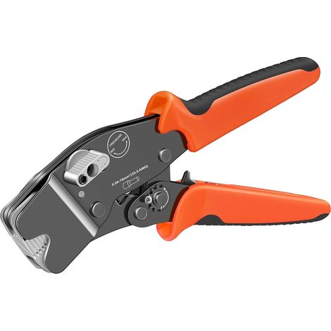 Juego de herramientas de crimpado con trinquete, mecanismo autoajustable, presión cuadrada de precisión, color naranja. (1/2)