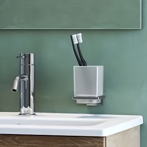 Gedy Colorado Wandbürstenhalter aus satiniertem Glas und Chromstahlstange (1/4)
